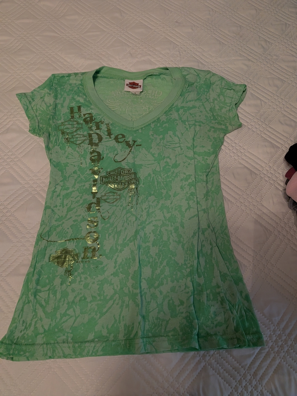 Harley-Davidson Mint Green Women's V-Neck Graphic Tee
